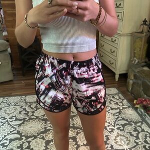 Calvin Klein Black and Pink Athletic Shorts with Tie-Dye Design